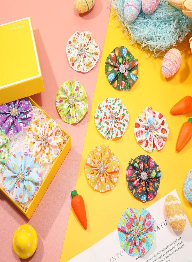 Kigeli 80 Pcs Easter Dog Collar Bows Bulk Colorful Eggs Flowers Rabbit Carrot Charms Dog Cat Collar Grooming Supplies Easter Party Decoration Costume for Small Medium Large Dogs Cats - Image 5